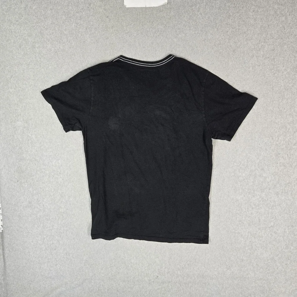 True Religion Men Shirt M/M Black Graphic Guitar Buddha Logo Short Sleeve